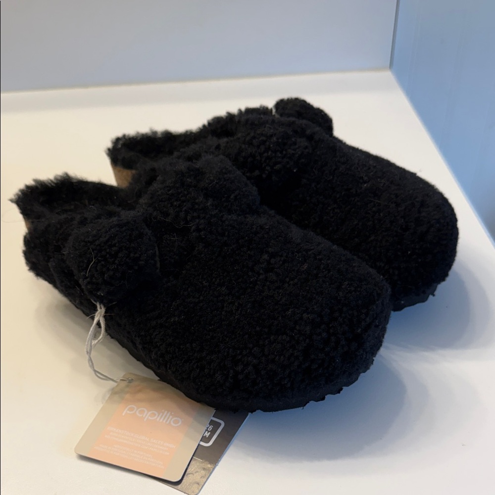 Papillio Women's Black Fuzzy Mules